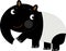 cartoon asian scene with happy and funny tapir on white background illustration for children