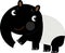 cartoon asian scene with happy and funny tapir on white background illustration for children