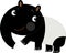 cartoon asian scene with happy and funny tapir on white background illustration for children
