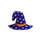 Cartoon astrologer or witch hat, vector icon cap