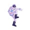 Cartoon astronaut. Dancing party cosmonaut, modern disco spaceman, comic space dancer. Vector comics astronaut