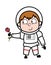 Cartoon Astronaut Giving a Red Rose
