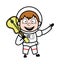 Cartoon Astronaut Holding Guitar