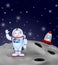 Cartoon Astronaut landing on the moon