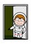 Cartoon Astronaut Standing at door