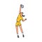 Cartoon athlete woman playing volleyball - flat isolated drawing