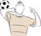 Cartoon athletic man plays football