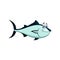 Cartoon atlantic tuna isolated marine animal