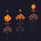 Cartoon atomic bomb explosion, ground explosion with smoke and dust comic animation effect frames