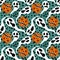 Cartoon autumn vegetable seamless Halloween pumpkins pattern for wrapping paper and fabrics and kids clothes