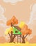 Cartoon Autumnal Treehouse Scene