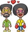 Cartoon avatar love couple black man and black woman