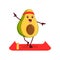 Cartoon avocado vegetable on yoga or pilates sport