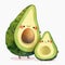 Cartoon avocados with funny smiling faces. Watercolor illustration for children\\\'s book. Generative AI