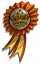 Cartoon award medal with ribbon and crown