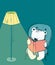 Cartoon Baby Bear Reading a Book