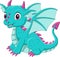 Cartoon baby blue dragon sitting