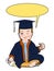 Cartoon baby characters cap and uniform eye breaking illustration drawing and diploma white background