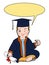 Cartoon baby characters cap and uniform eye breaking illustration drawing and diploma white background