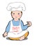 Cartoon baby characters chef and uniform eye breaking illustration drawing and diploma white background