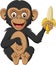 Cartoon baby chimpanzee holding a banana