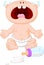 Cartoon Baby crying with bottle milk