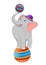 Cartoon baby elephant standing on circus ball