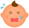 Cartoon baby face emoticon illustration / crying