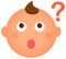 Cartoon baby face emoticon illustration / question