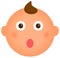 Cartoon baby face emoticon illustration / surprised