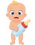 Cartoon baby holding bottle