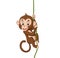 Cartoon baby monkey hanging on a tree branch