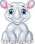 Cartoon baby rhino sitting isolated on white background