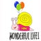 Cartoon baby snail with balloons