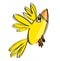 Cartoon baby yellow bird in a naif childish drawing style