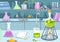 Cartoon background of chemical laboratory.