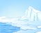 Cartoon background of glacier landscape.