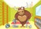 Cartoon background of gym room with bull.