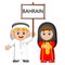 Cartoon bahrain couple wearing traditional costumes