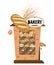 Cartoon bakery shop. A small bread shop. Business illustration.