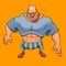 Cartoon bald big muscular man looking menacingly