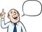 Cartoon bald businessman with speech bubble pointing finger