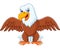 Cartoon bald eagle with wings extended