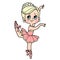 Cartoon ballerina girl  in lush tutu dance on one leg color variation for coloring page isolated on a white