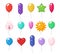 Cartoon balloons. Festive entertainment bright reflections colored items shiny flying toys for party vector rubber air