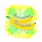 Cartoon bananas poster. Vector illustration.