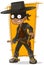 Cartoon bandit in black mask
