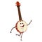Cartoon banjo instrument fantasy character, vector
