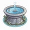 Cartoon baptismal font with water and symbolic significance in Christian baptism