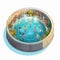 Cartoon baptismal pool with size and design